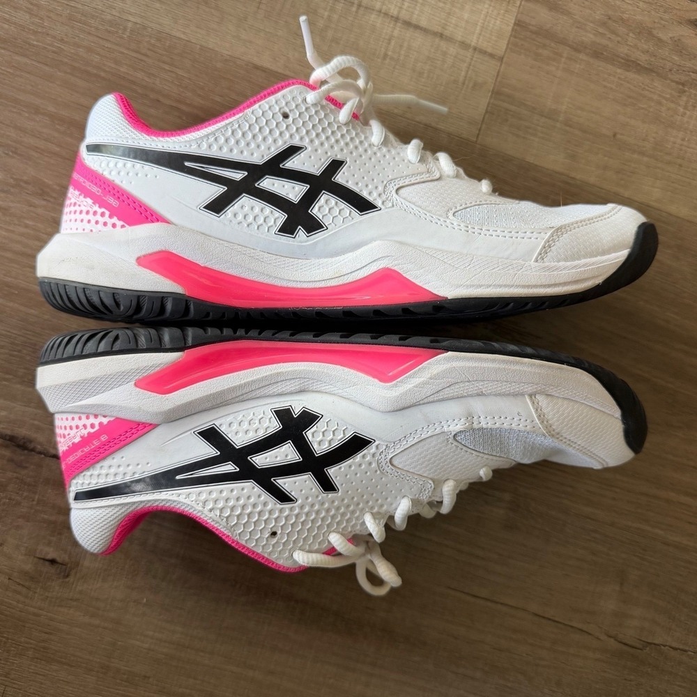 Asics Gel-Dedicate 8 Pickleball Shoes Womens 10 White Hot Pink 1042A236 Sneaker